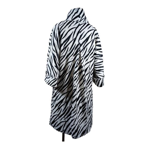 Samuel Dong Zebra Print Trench Coat Dolman Sleeves Dramatic All Season Size S - Picture 4 of 13